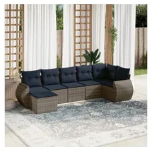 vidaXL Gartensofa-Set 7-tlg. grau Polyrattan