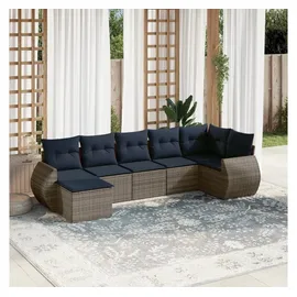 vidaXL Gartensofa-Set 7-tlg. grau Polyrattan