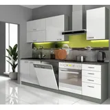 Küchen-Preisbombe Küchenzeile Bianca Basic 240 cm weiß Hochglanz