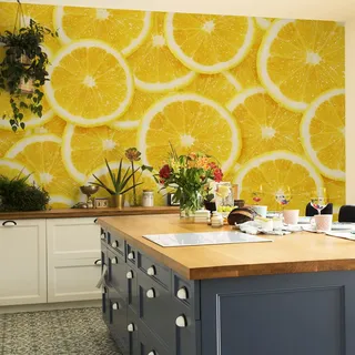 Muralo Fabelhafte Vlies Fototapete 300x210 Küche Zitronen Obst Natur Moderne Tapete Esszimmer Restaurant Wandbilder Wandtapete XXL Luxus Abstrakt Br. 300 cm x Hö. 210 cm