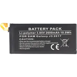 AccuCell Akku passend für Samsung Galaxy J3 2017, Li-Polymer, 3,85V, 2600mAh, 10,0Wh, built-in, ohne Werkzeug