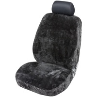 Torrex® Lammfell-Sitzbezug - kein Patchwork - Vollbezug mit allgemeiner Betriebserlaubnis (ABE) Universalgröße (Farbe Schwarz)