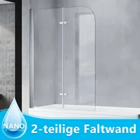 Badewannenfaltwand 2 teilig Badewannenaufsatz Duschabtrennung 180° Faltwand NANO