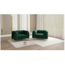 s-style möbel Chesterfield-Sessel Ashley Samt 75 x 70 x 80 cm Grün mit Wellenfederung