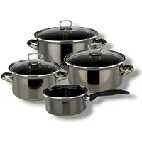 Bemus Emaille Kochtopf-Set BLACK PEARL 7tlg., anthrazit glänzend