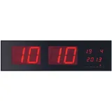 Perel Wanduhr mit led-display digital Uhr Wand, Wanduhr digital groß, batteriebetrieben, Digitale Wanduhr groß, Digitaluhr Wand, Uhr Wand digital, schwarz, rot