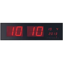 Perel Wanduhr mit led-display digital Uhr Wand, Wanduhr digital groß, batteriebetrieben, Digitale Wanduhr groß, Digitaluhr Wand, Uhr Wand digital, schwarz, rot