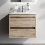 AM.PM Waschbeckenunterschrank Hängend mit Waschbecken, Badmöbel Set für Badezimmer & Gäste-WC, Waschtischunterschrank mit 2 Schubladen, Spike Eiche (60/54 cm)
