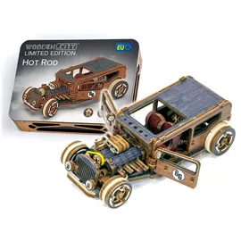 WOODEN.CITY Oldtimer Hot Rod Limited Edition – 3D-Holzmodellbausätze für Erwachsene zum Autobauen – Retro-3D-Holzpuzzle für Erwachsene, Denksportaufgabe für Jugendliche – 142 Teile