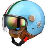 Retro Helm Motorrad Motorradhelm Rollerhelm Mit Doppelbrille Komfortfutter Chopper Helm Mit ECE Zulassung Motorradhelm Halbschale Für Erwachsener Herren Damen Vintage Motorradhelm