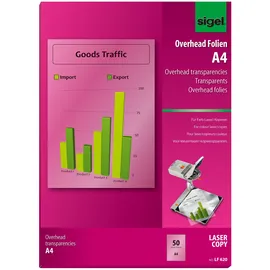 Sigel Overhead-Folien für Farb-Laser/-Kopierer, transparent 125 mym, A4, 50 Blatt