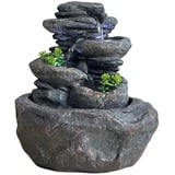 SEINHIJO Zimmerbrunnen Feng Shui Burnnen Garten Wasserfall Dekor Geschenk Modern Skulptur Arts Wohnzimmer Statue Polyresin Figuren LED Licht 27cm