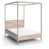 VitaliSpa Himmelbett Lotti, Naturholz, 140x200 mit Matratze