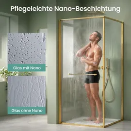 mai & mai Rav69K Eckdusche mit Schiebetür 80 x 80 cm Gold Sicherheitsglas Duschwanne