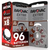 96 Hörgerätebatterien Rayovac Extra 312. 12x8 Stück