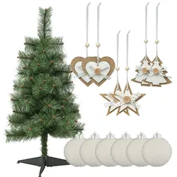 WellHome - Nebraska Weihnachtsbaum, Grün, 70 cm, mit kompletter Deko in verschiedenen Farben