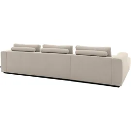 Musterring Ecksofa MUSTERRING "JustB PM200, Holzrahmen in schwarz, wahlw. Sitzvorzug, Breite 316cm", beige (nature), B:316cm H:78cm T:166cm, 94% Polyester, 6% Nylon, Sofas, Ecksofa, Anreihsofa rechts & Longchair links, mit Armlehnen, inkl. Rückenkissen