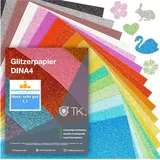 TK Gruppe Timo Klingler 50x Blatt Glitzerpapier zum Basteln - Glitterpapier 300 g/m2 - Glitzer Papier zum Basteln - Basteln & Gestalten