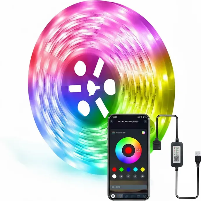 VIVREAL 5 m USB-LED-Streifen, mehrfarbig, 60 LEDs, Hintergrundbeleuchtung, RGB-Beleuchtung, HM-5-12, Neujahr-Angebot, Top-Geschenkideen
