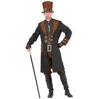 Widdmann Kostüm Steampunk Adliger, Viktorianisches Steampunk-Outfit für Herren schwarz XL