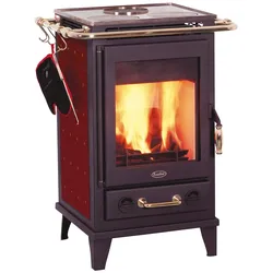 Kaminofen FIREPLACE "Florenz Keramik", rot (schwarz), Kaminöfen, mit Kochplatten