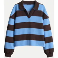 Opus Glocki Sweatshirt Breiten Rugby Streifen Water Blue 38