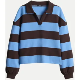 Opus Glocki Sweatshirt Breiten Rugby Streifen Water Blue 38