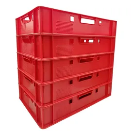 Buri Aufbewahrungsbox Kunststoff 60x40x12,5 cm rot 5 Stück