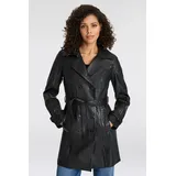 Mauritius Ledermantel "GWTaresa", Damen, Gr. 40L, schwarz, Obermaterial: 100% Schafsleder. Futter: 100% Baumwolle. Ärmelfutter: 100% Polyester, unifarben, lässig geschnitten knielang, mit Riegel, Mäntel, Leder-Trenchcoat mit Bindegürtel