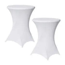 Baumarktplus 2er Set Stehtischhusse Stretch weiß Ø 80cm Tischhusse