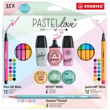 Stabilo Pastellove Set – 35er Pack – Fineliner, Premium-Filzstifte, Textmarker & Bleistifte