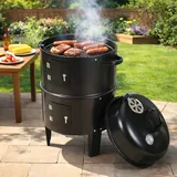 Tolletour Smoker 3 In 1 Bbq Räuchertonne Räucherofen Holzkohlegrill Räuchergrill Grill 80cm Ø 40 Cm Grilltonne