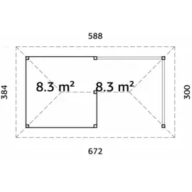 Palmako Pavillon Bianca 16,6 m2 Set 3 Transparent tauchimprägniert