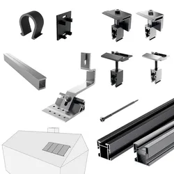 PV-Montagesystem Ziegeldach einstellbar, vertikal, 4 Kollektoren, Mounting Systems