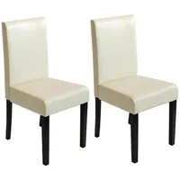 Mendler 2er-Set Esszimmerstuhl Stuhl Küchenstuhl Littau ~ Kunstleder, creme,
