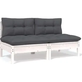 vidaXL Garten-Lounge-Set 7-tlg. Kiefer Massivholz weiß