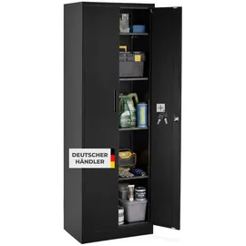 Tectake Brandon Aktenschrank 60 x 40 x 180,5 cm schwarz