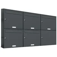 AL Briefkastensysteme 5er Briefkastenanlage Anthrazit inkl. Zeitungsfach