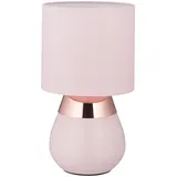 Relaxdays Nachttischlampe mit Touch, Tischlampe Wohn- & Schlafzimmer, Stoffschirm, E14, HxD: 32x18 cm, Touchlampe, rosa
