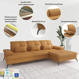 sit&more Wohnlandschaft SIT & MORE "Amica, U-Form, inkl. Sitztiefenverstellung und Armteilverstellung", grau, B:357cm H:90cm T:231cm, 90% Polyester, 10% Polyamid, Sofas, Wohnlandschaft, wahlweise mit Kopfteilverstellung, Bettfunktion und Bettkasten