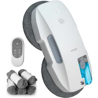 Fmart Fensterreiniger, fensterputzroboter mit Wasserstrahl, 3800pa Starke Saugkraft, mehrfacher Sicherheitsschutz, T9 Ferngesteuerter fensterroboter elektrisch, Tücher, weiß