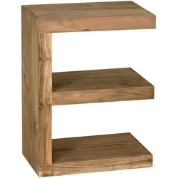 Kadima Design Beistelltisch `E` Cube `Nako`: Akazienholz, E-Konstruktion, 45x30 cm, 60 cm Höhe, handgefertigt. Beige, 45x30x60 cm