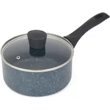 Russell Hobbs RH00845EU antihaftbeschichteter Topf - 18cm/2L Stielkasserolle mit Hartglasdeckel, induktion Stieltopf, Gemüse/Suppetopf mit Bakelit-griff und Hitzebeständiges Äußeres, Nightfall Stone