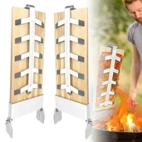 AufuN Flammlachsbretter, 2X Räucherbrett aus Zedernholz, mit 5 Stufen einstellbar Stabiler Edelstahl-Halterung, Lachs bis 2,5kg, für Feuerschalen,Outdoor Grill zedernholzbrett(2er Set)