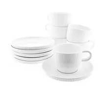 Almina 12er Mokkatassen Set mit Untertasse in Weiß mit