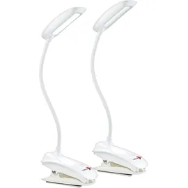 Lunartec Schwanenhals-Klemm-Lampe Weiß 2 St.