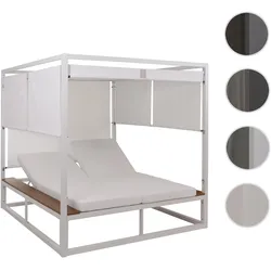 Aluminium Lounge-Gartenliege HWC-M63b, XL Sonnenliege Bali-Liege Daybed, 10cm-Polster ~ weiß Polster