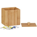 Relaxdays Aufbewahrungsbox mit Deckel, Holzbox klein, Ordnungsbox Bambus, Vorratsdose Holz, HBT: 10 x 10 x 8 cm, natur