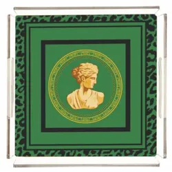 Casa Padrino Luxus Serviertablett Barock Frauenbüste Grün 40 cm - Gastronomie Accessoires