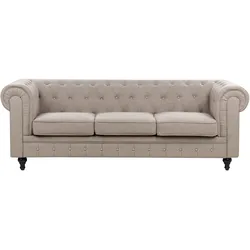 3-Sitzer Sofa Leinenoptik taupe CHESTERFIELD